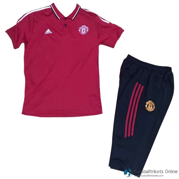 Manchester United Polo Set Komplett 2017-18 Rote Blau Fussballtrikots Günstig